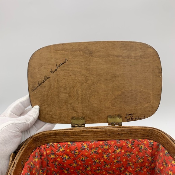 MCM Slenderella Fashion Wicker Basket Woven Painted Mushrooms By Caro Nan - Picture 9 of 16